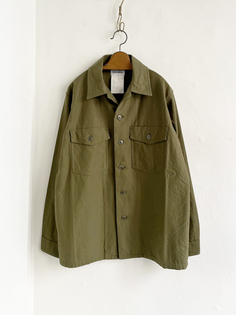 YAECA  LIKE WEAR _ ベイカーシャツ / Olive satin-36